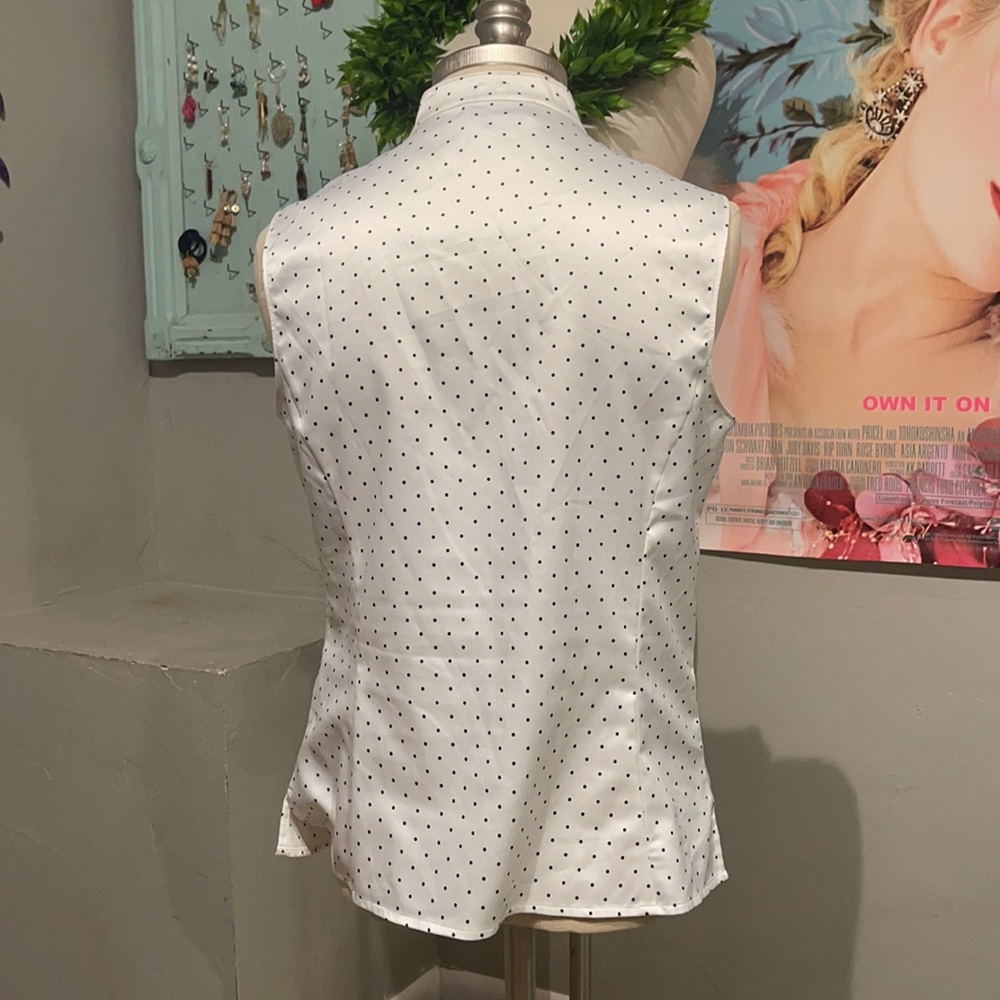 Tahari Polka Dot Ruffle Blouse - Picture 4 of 6
